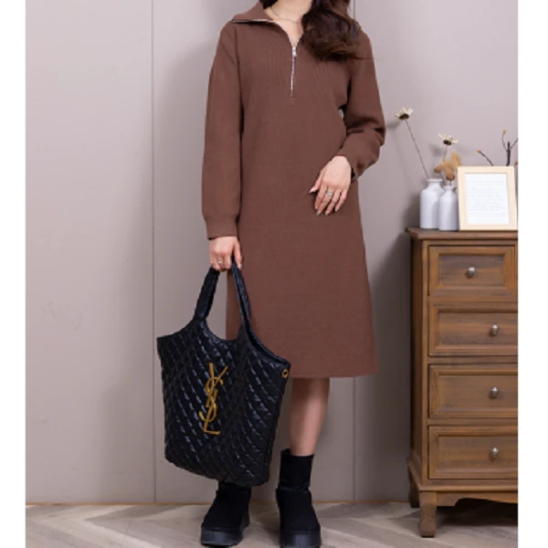 【玲胖胖 曲线女孩】秋冬毛织高级淑女显瘦大码女装连衣裙PDM2350