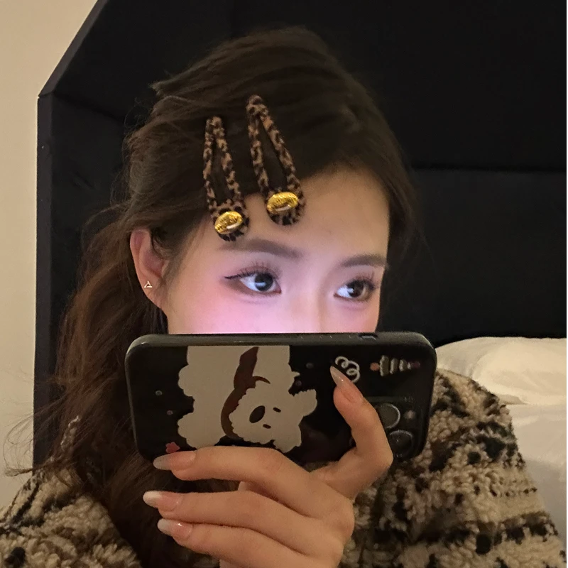 元气满满新款爱心豹纹日韩女边夹抓夹简约碎发BB夹可爱刘海夹