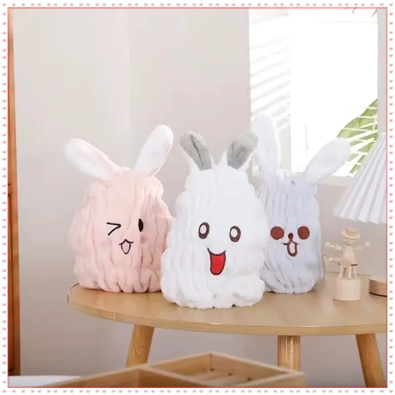 儿童干发帽洗头速干帽子宝宝兔子JRFZ儿童婴儿小兔子亲子加【富盛】