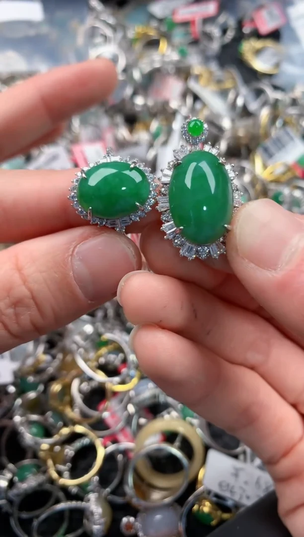 银S925镶嵌戒指翡翠222   8