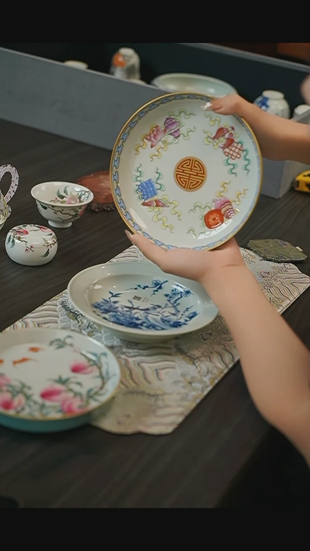 宁封窑珐琅彩八宝壶承