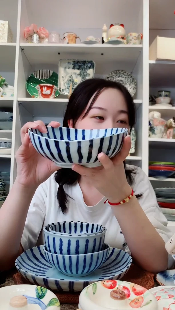 陶瓷浓十草55大钵17cm