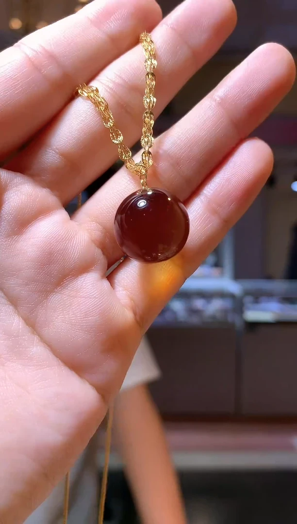 琥珀颈饰银S925镶嵌老王严选