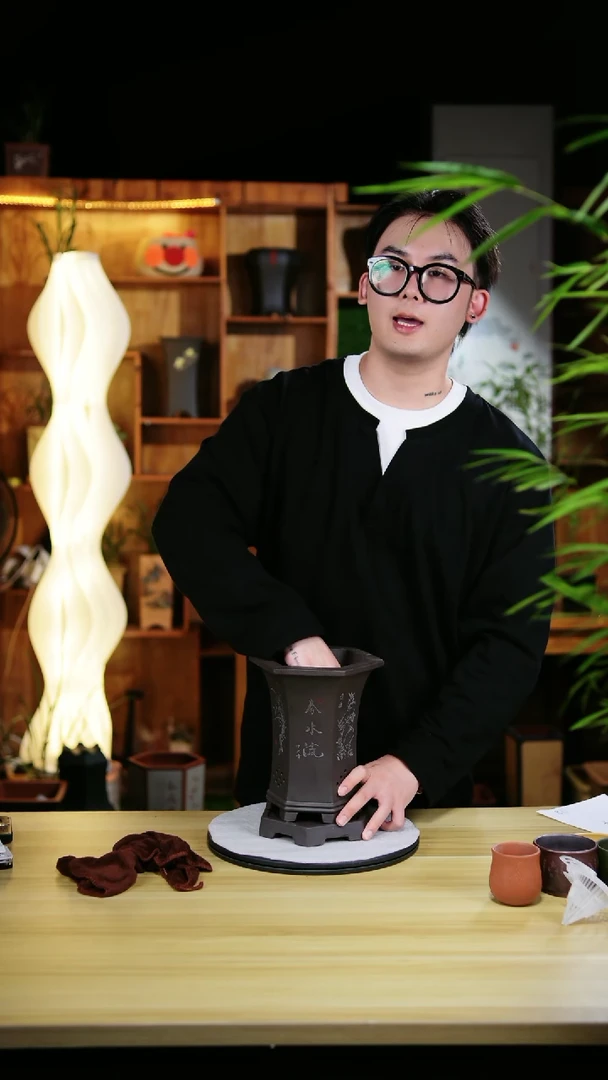 紫砂花盆精品紫砂六方束腰兰花盆