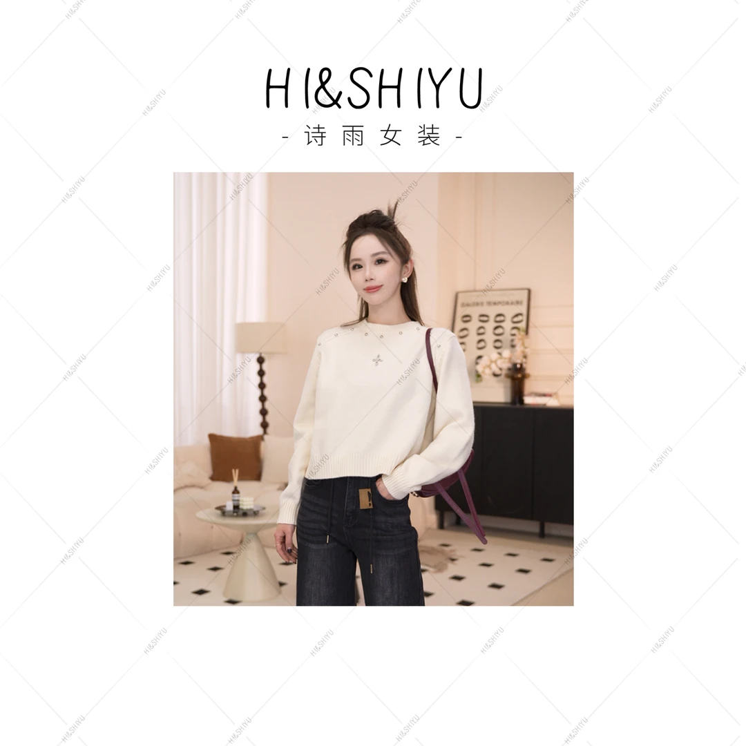 HISHIYU【舒适区】钉扣套头插肩袖显瘦厚款秋冬毛衣
