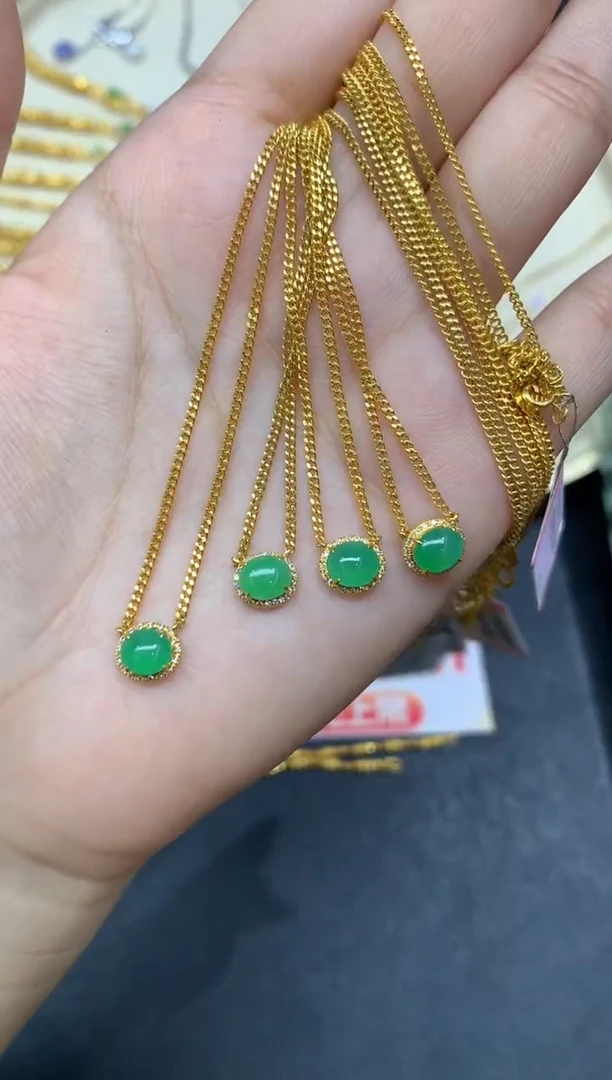 套链18K金镶嵌翡翠套链多样性发货一件A1|29801