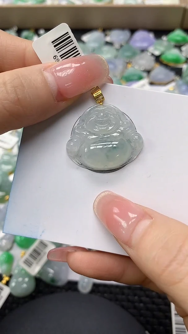 颈饰18K金镶嵌翡翠a货支持复检百元以上9元证书费自理