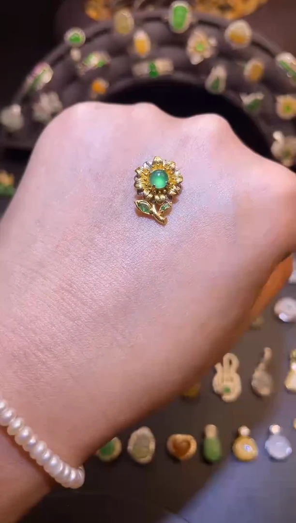 吊坠(不含链)银S925镶嵌翡翠1
