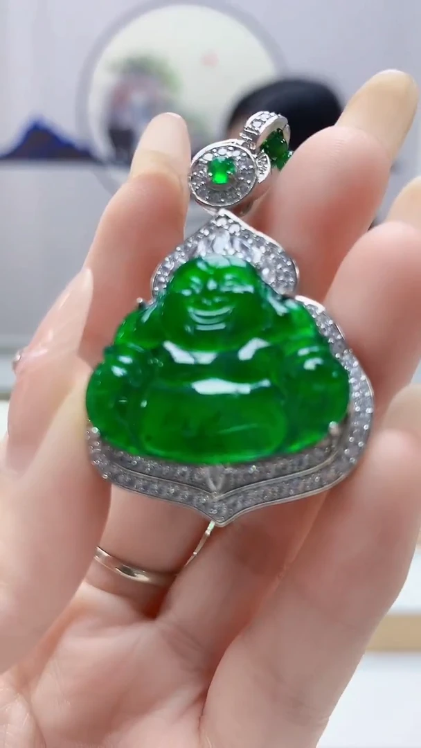 未镶嵌定制翡翠4852DD-毛货挂件赠珠链39