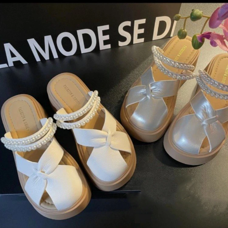 两穿包头拖鞋女夏季2025新款百搭外穿厚底时尚百搭平底凉拖鞋