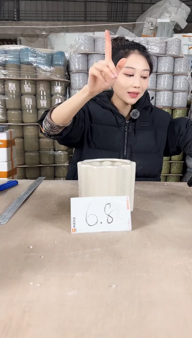 【闪购商品】陶瓷缩脚条纹白麻14x14