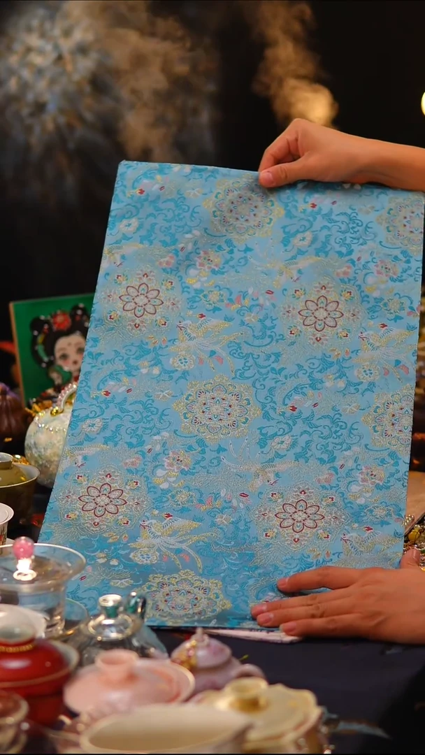 021茶席茶席60x35cm蓝色凤舞倪裳