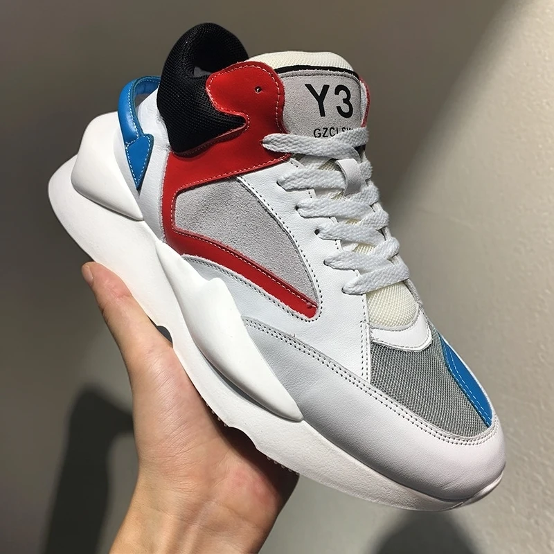 Y3GZCLSW春秋潮牌男鞋2025新款真皮厚底休闲鞋百搭拼色运动老爹鞋