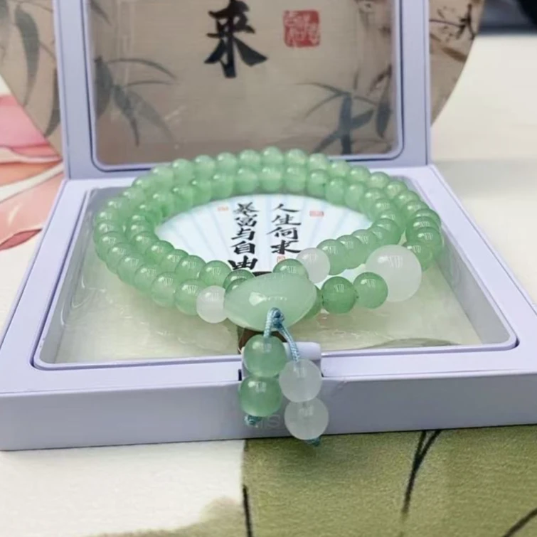 新款元宝百搭双圈绿色手链S154