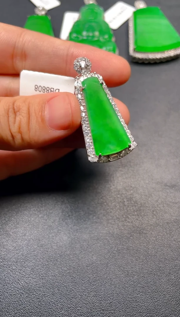 吊坠(不含链)银S925镶嵌翡翠吊坠