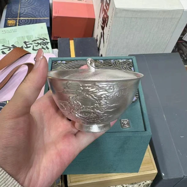 鎏银功夫茶具家用会客二才盖碗GH735