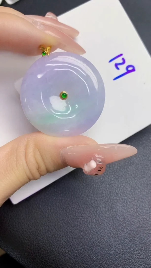 颈饰18K金镶嵌翡翠缅甸天然翡翠A货