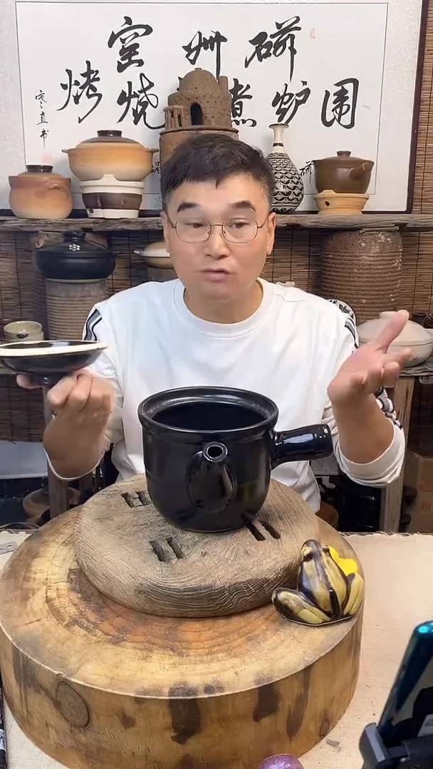 土陶黑色单柄养生壶烧水壶