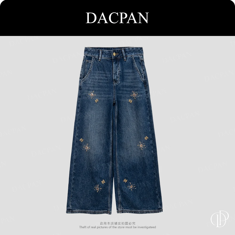 DACPAN-“蓝垣星轨”珠片绣阔腿牛仔裤 2025/盼·PP 8052