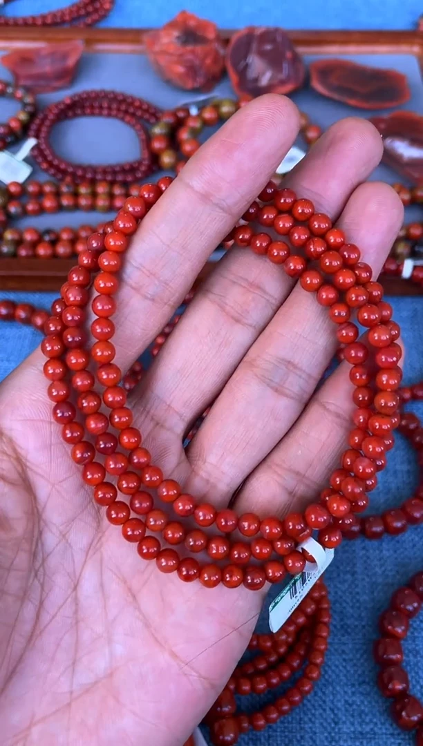未镶嵌手串南红玛瑙N34凉山瓦西料原矿锦红多圈