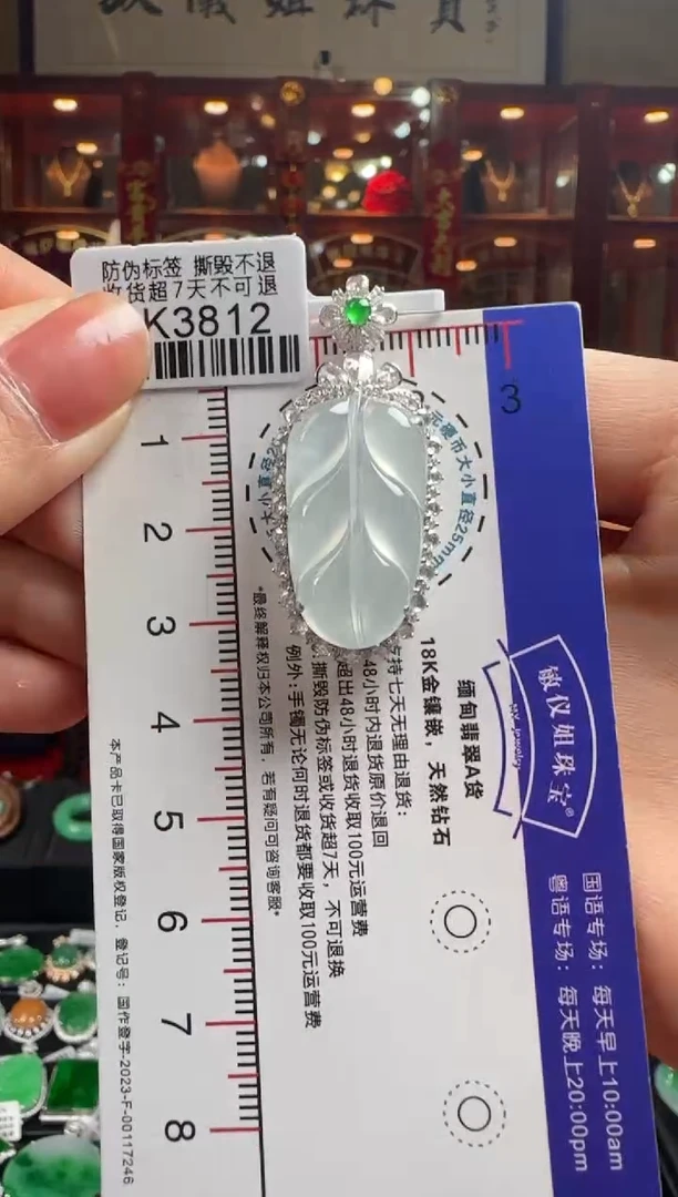 【闪购商品】翡翠颈饰18K金镶嵌DK3812冰叶子
