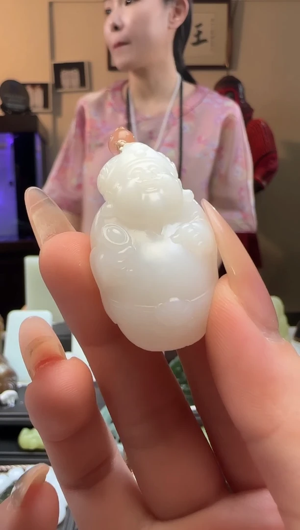 【闪购商品】和田玉白玉财神未镶嵌吊坠