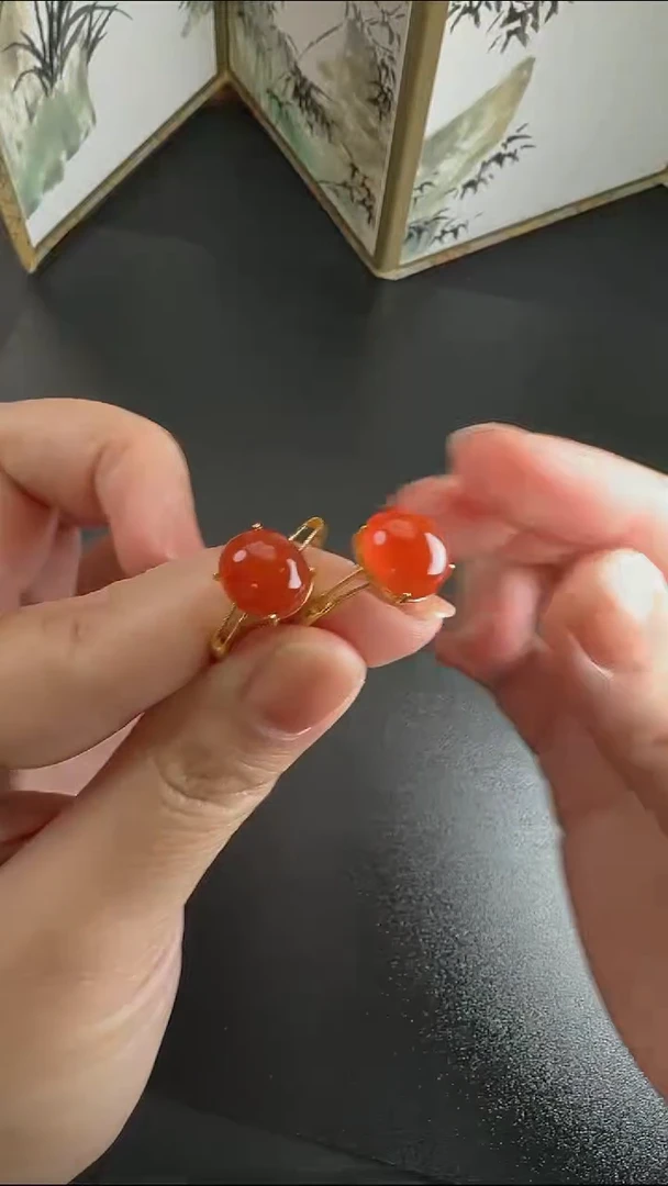 【闪购商品】南红玛瑙戒指银S925镶嵌WY0213008多样性发一