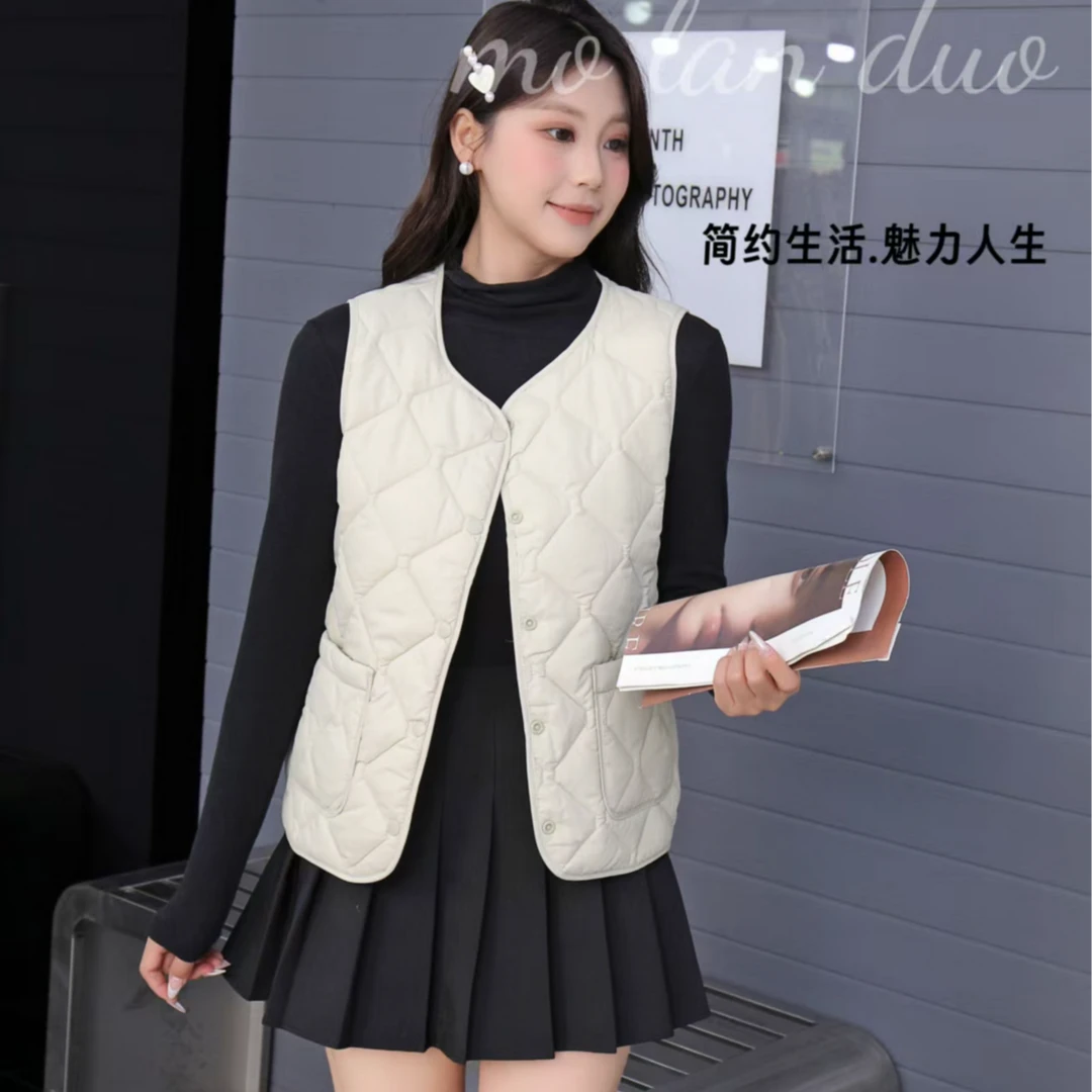 2025秋冬韩版轻薄修身显瘦简约百搭短款女士内穿保暖马甲