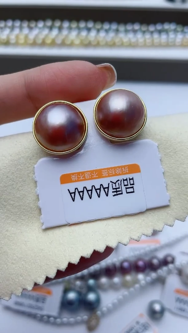 【闪购商品】拼合珍珠（马贝珠）耳饰银S925镶嵌W70