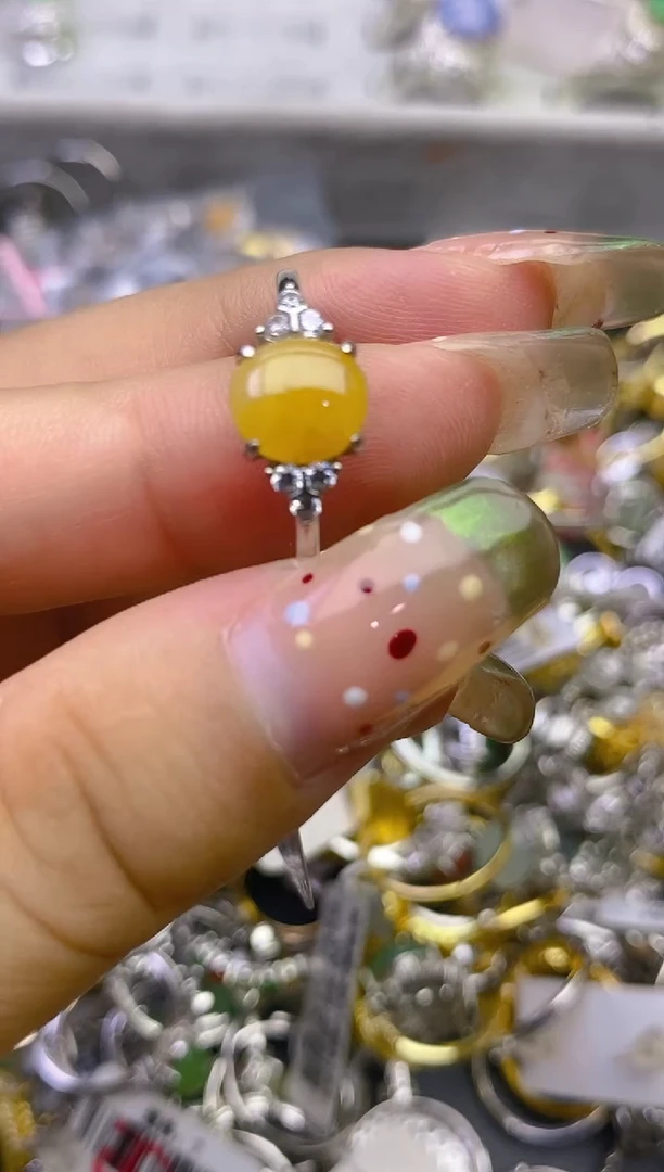 翡翠戒指银S925镶嵌百内无证书