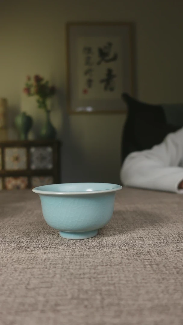 【闪购商品】杯子仿古天青压手杯杯微瑕