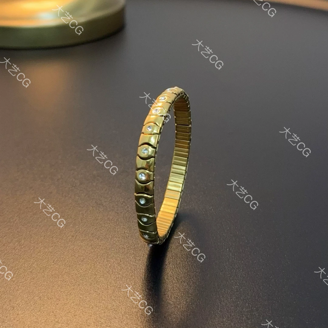 合金仿水晶手镯 弹力金色复古风高级感百搭手链BRCug 0274