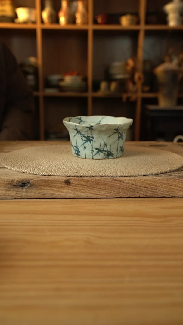 手绘竹子系列的手捏酸奶桶1个