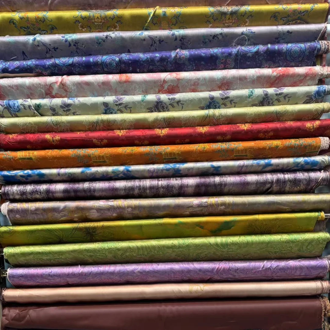 提花香云纱薯莨真丝红云纱高端服饰服装面料