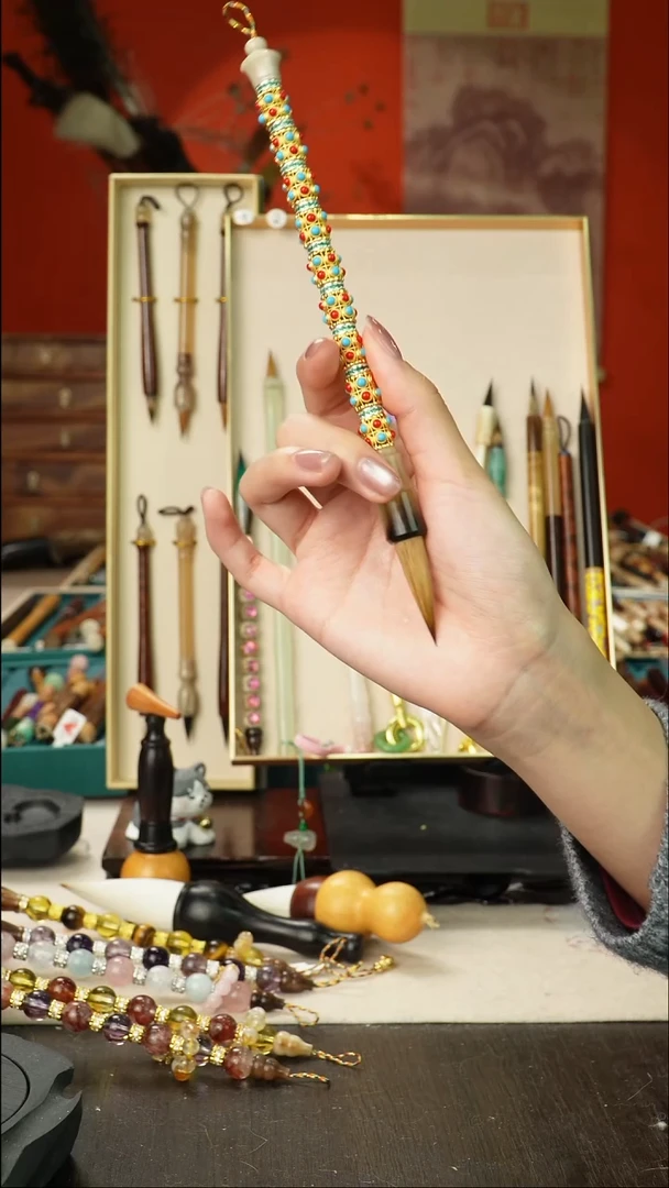 6号孤品高货毛笔链接 清水试笔 蘸墨不退