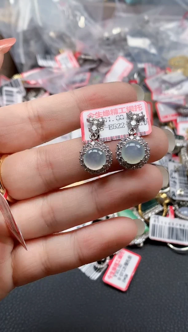 银S925镶嵌戒指翡翠天然A货缅甸翡翠