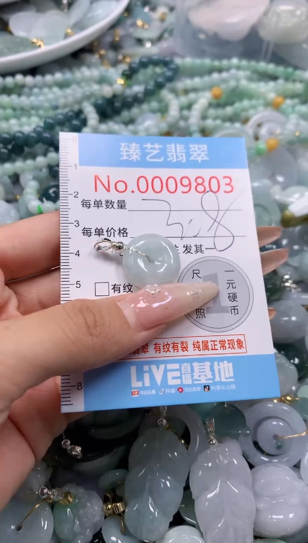 翡翠未镶嵌颈饰含绳0009803
