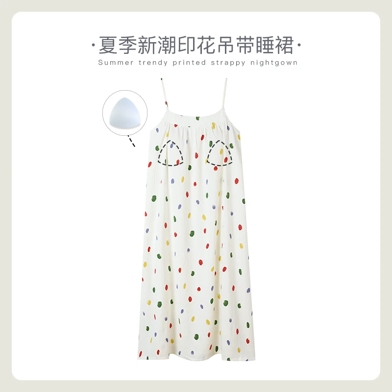 栗茵小众设计师新款泡泡绵女士睡衣夏季少女睡裙可外穿家居服