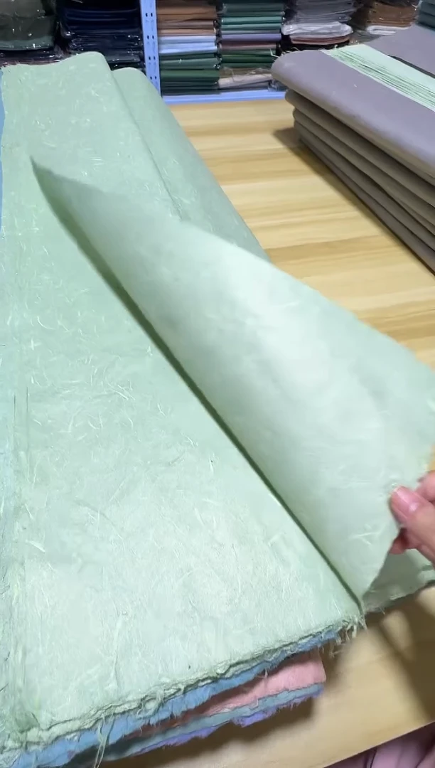 纯手工六尺整张25张山青色珍金雁楮清水云龙半生熟