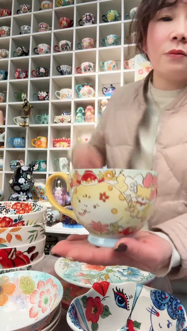 瓷片福蛇早餐杯一只