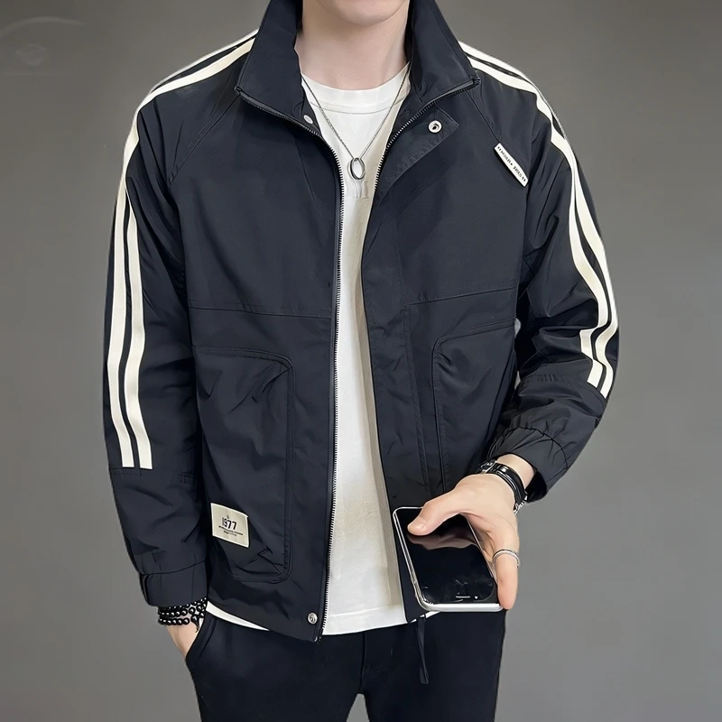 时尚夹克男春秋2025年新款休闲运动上衣服潮流薄款外套帅气褂子