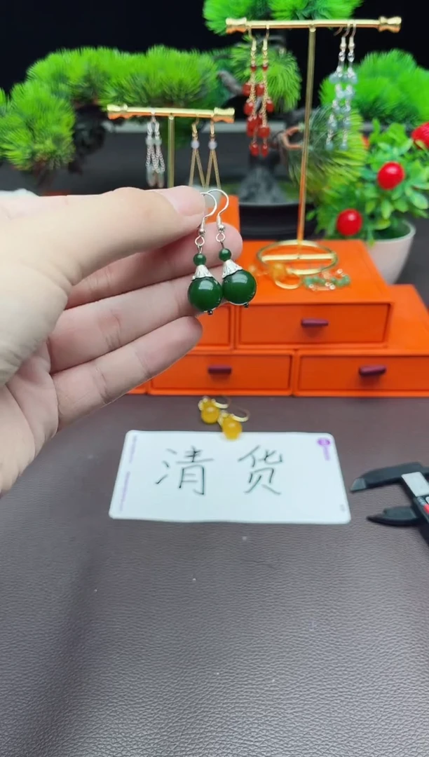玛瑙/玉髓耳饰银S925镶嵌733