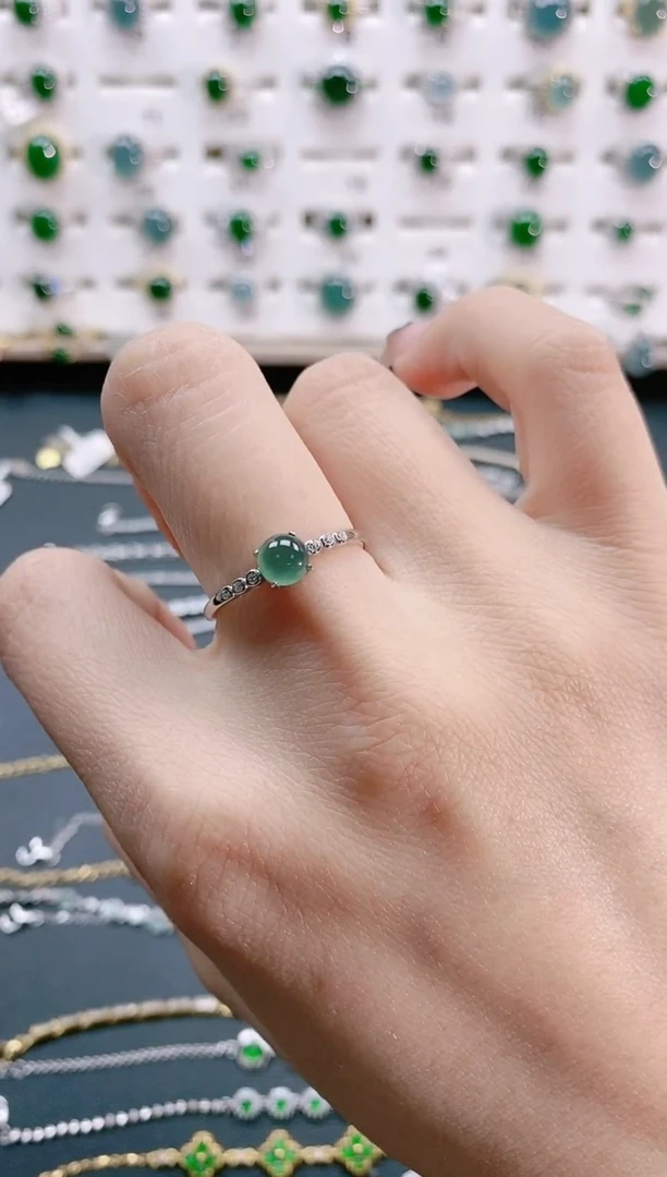 【闪购商品】翡翠戒指银S925镶嵌天然翡翠