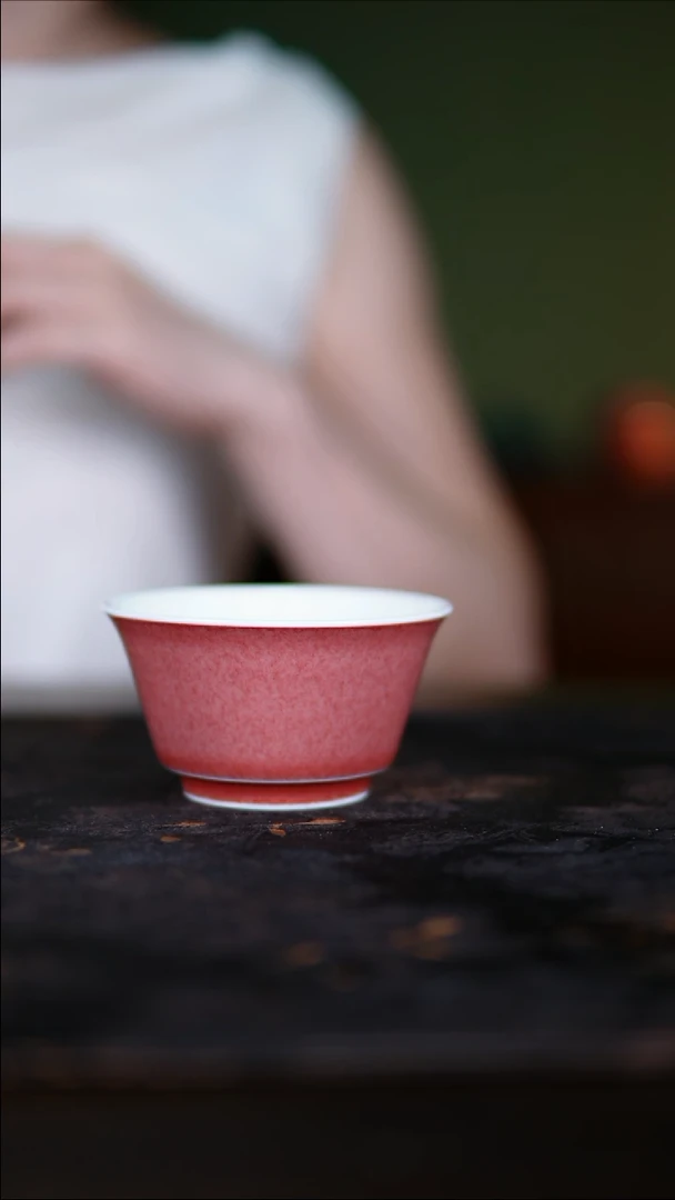 杯子景德镇纯手工陶瓷豇豆红