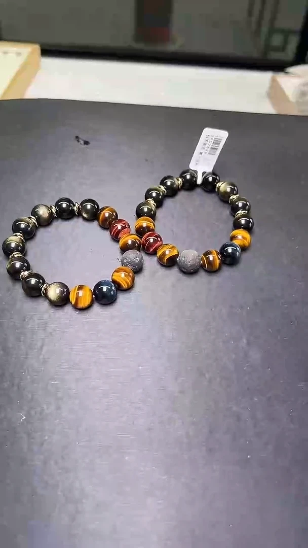 未镶嵌手串木变石（虎睛石）金虎眼曜缠银芒手串多样性发一 JP57889