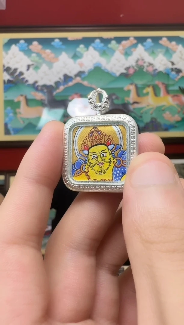 吊坠黄财神-热贡纯手绘周毛