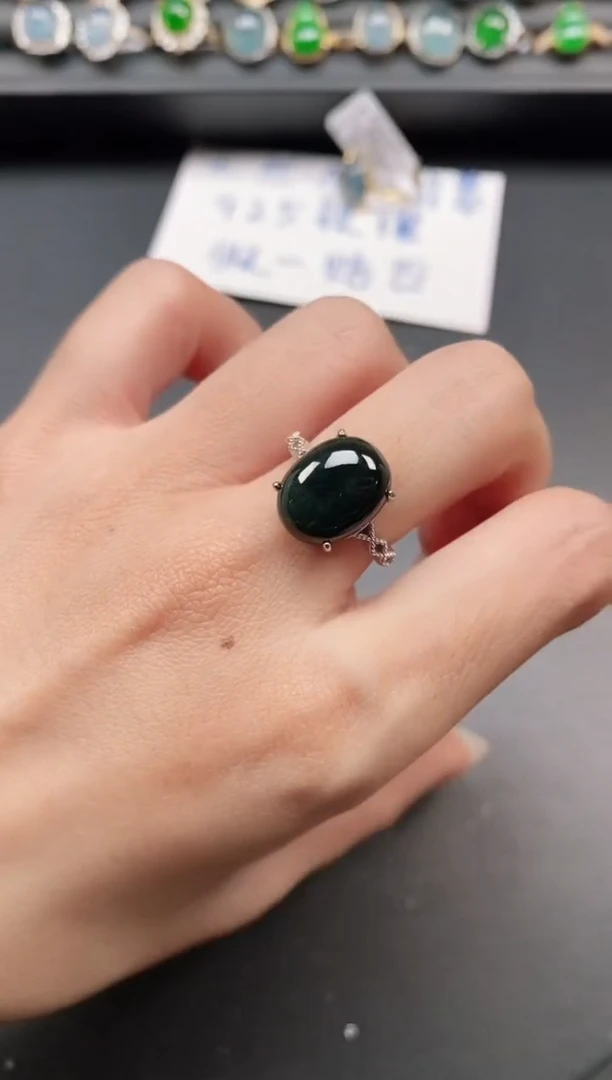 银S925镶嵌戒指翡翠111