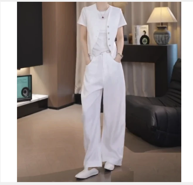 2025春季新款网红同款洋气减龄气质休闲马甲裤子套装女百搭