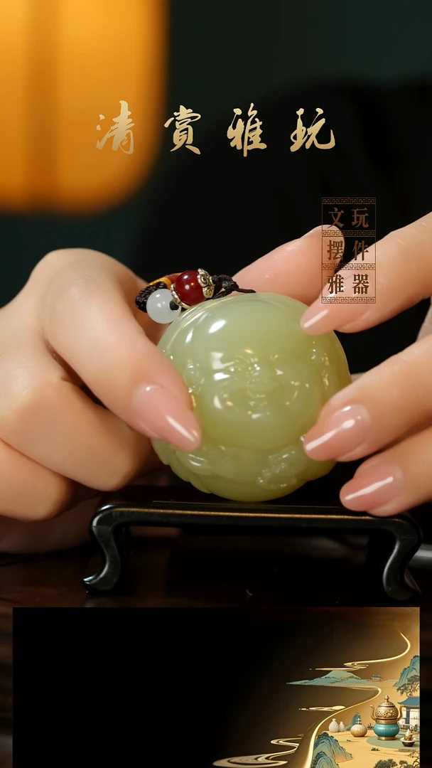 玉《弥勒》手把件摆件