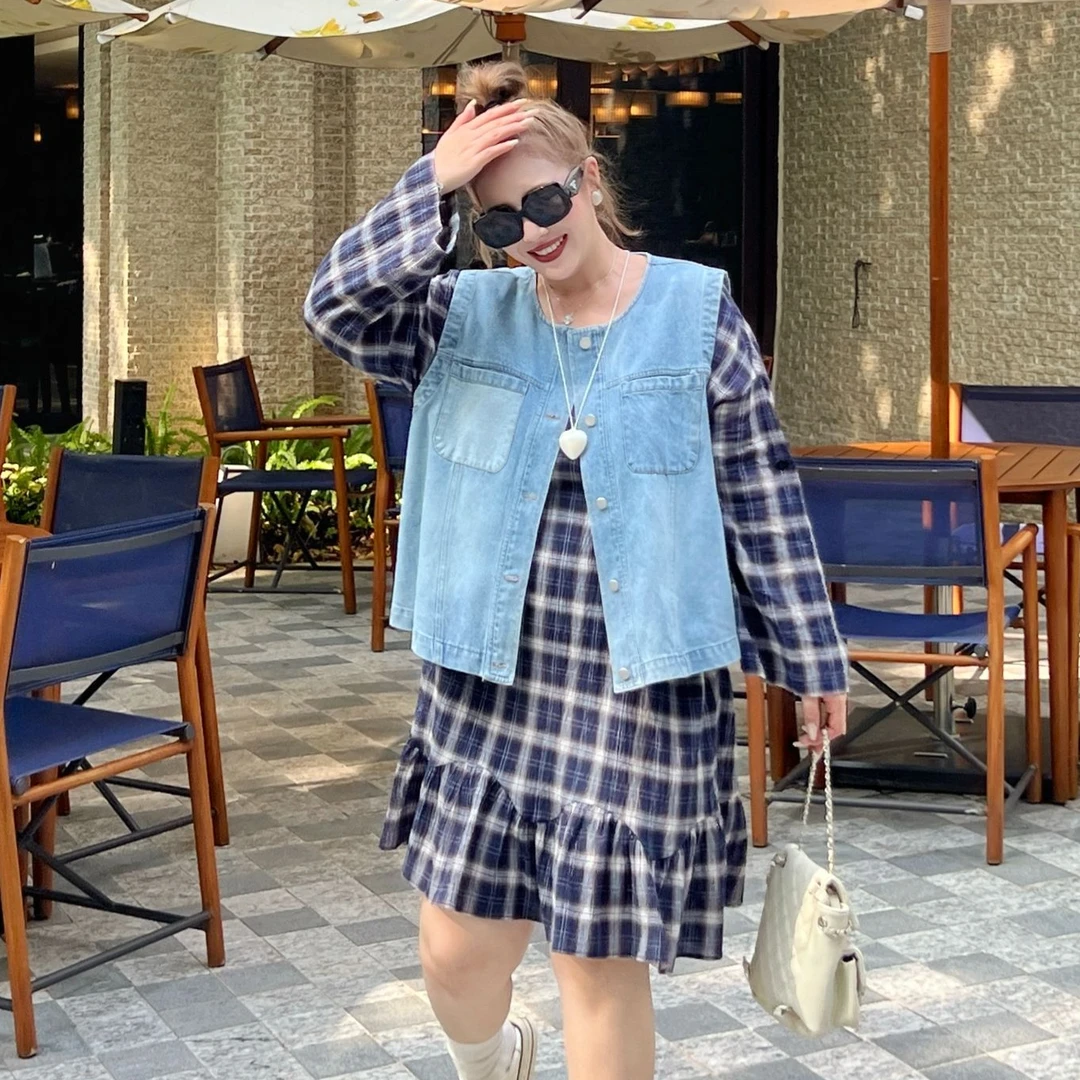 媛子大码复古牛仔马夹2025流行爆款韩版秋季设计感百搭宽松马甲